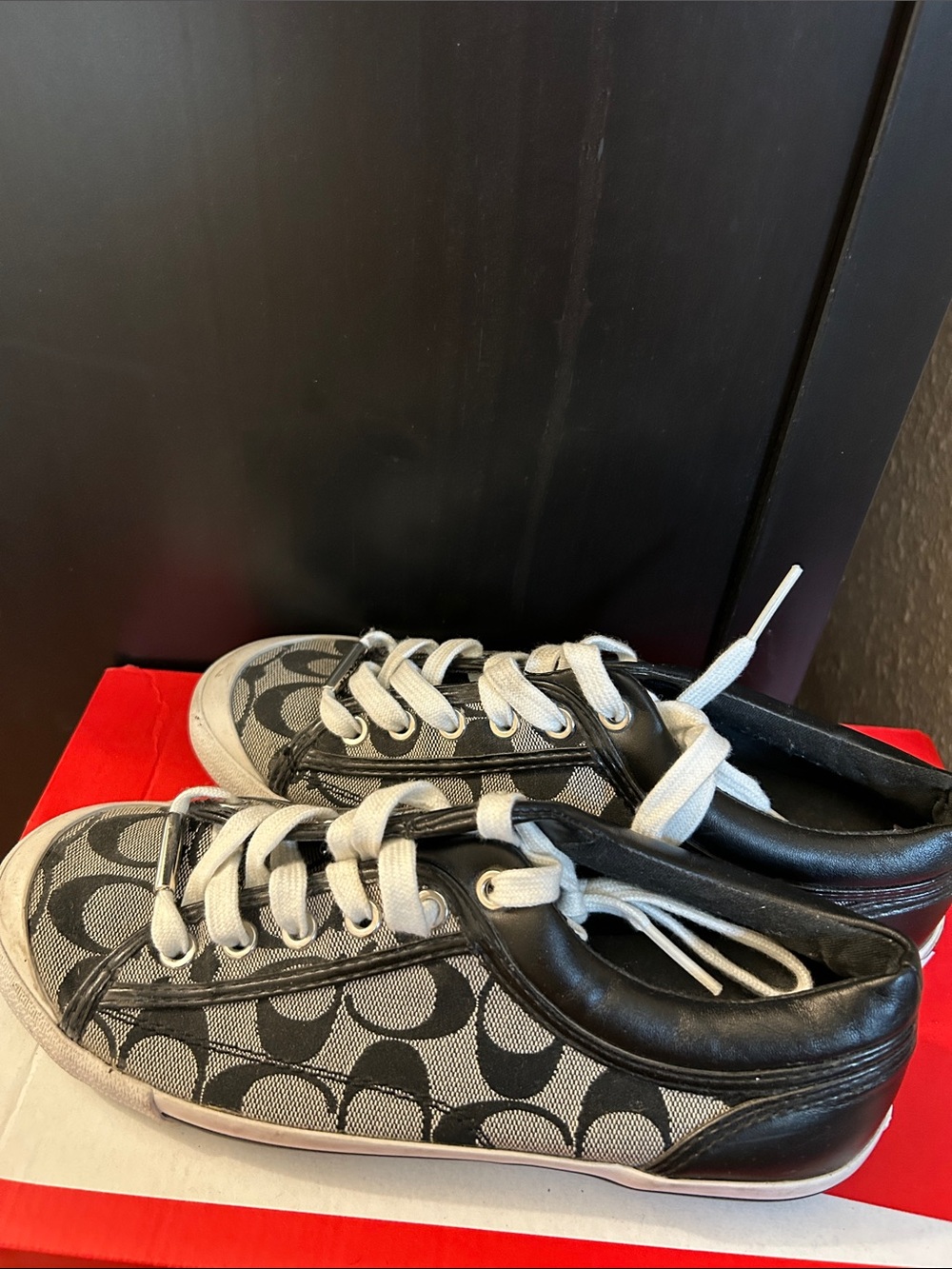 Coach women Black and White Signature Canvas Sneakers